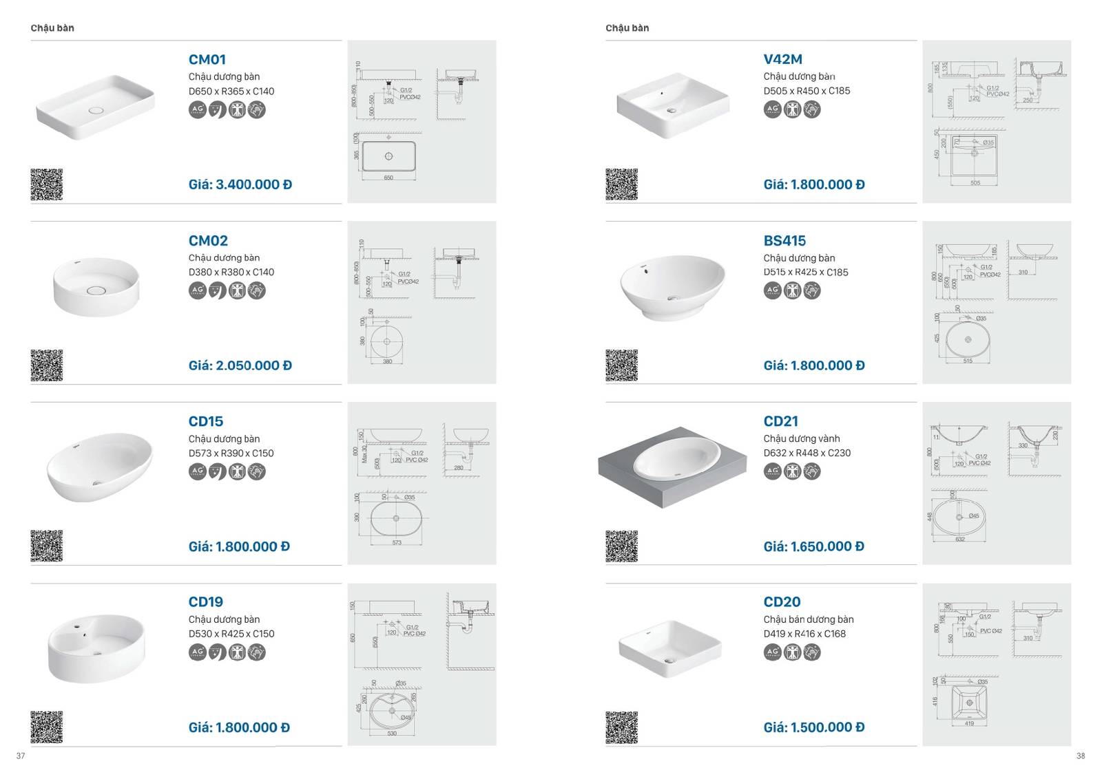 Catalogue và Bảng giá Thiết bị vệ sinh VIGLACERA mới nhất 2025 /Page 19